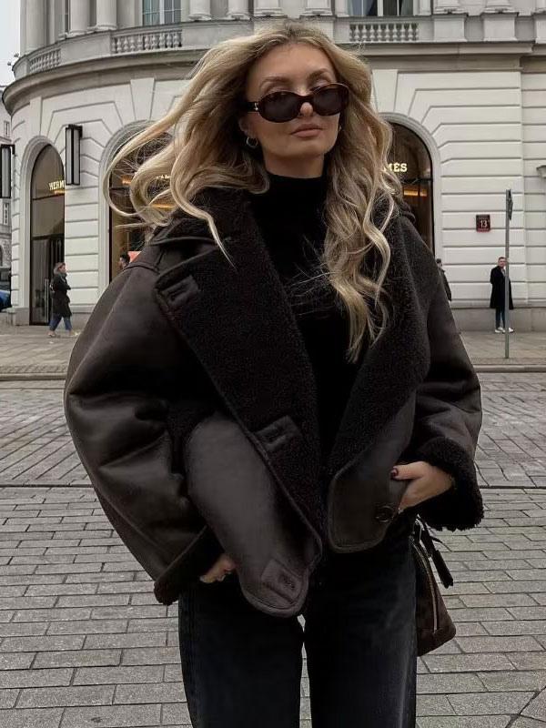Izabele Atelier™ | Nola Brązowa kurtka z rzeczywistej skóry