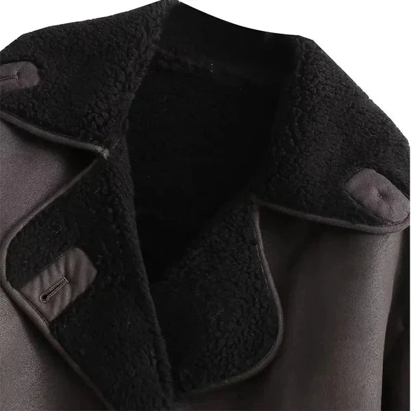 Izabele Atelier™ | Nola Brązowa kurtka z rzeczywistej skóry