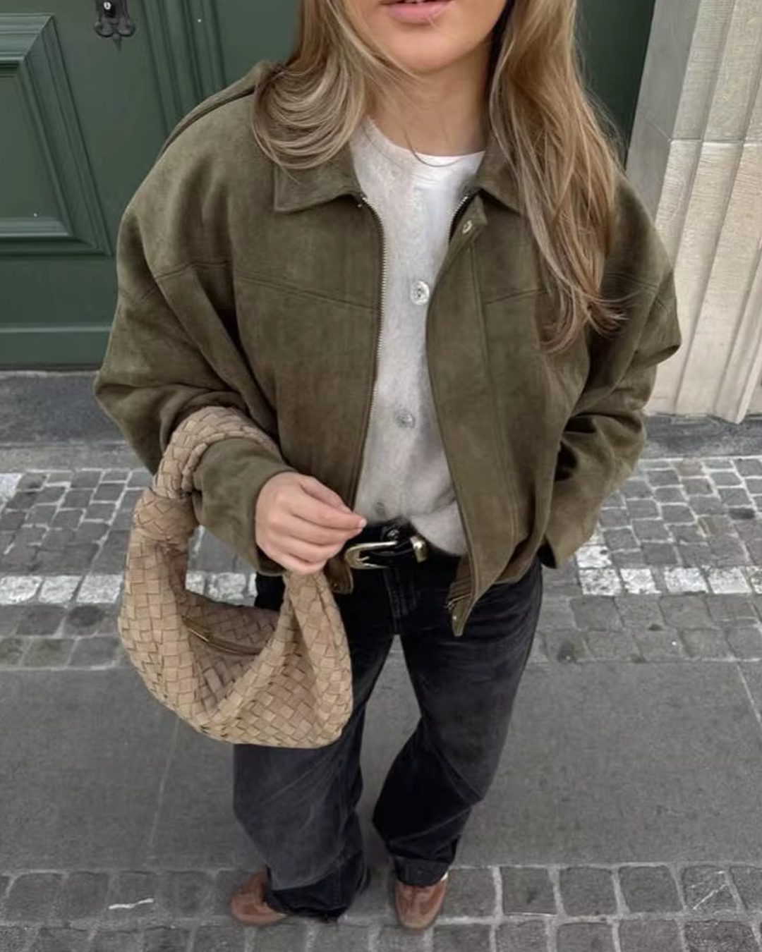 Chloé™ | Kurtka z zielonego zamszu